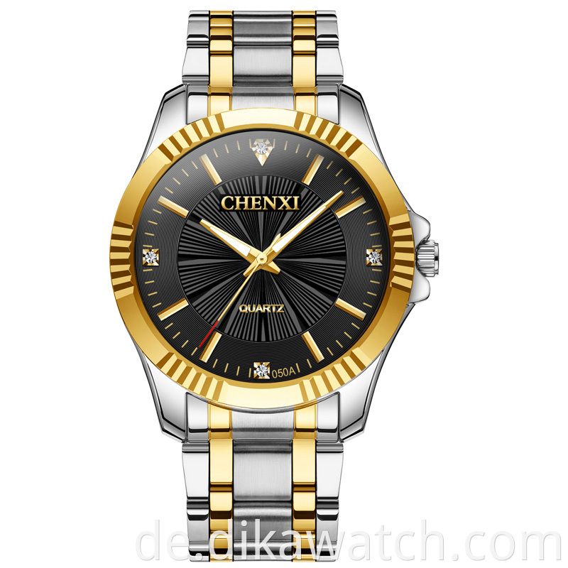 CHENXI Neue Männer Frauen Quarz Paar Uhr Mode Wasserdichte Edelstahl Uhr Goldene Luxus Armbanduhr 050A